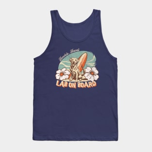 Retro Style Surfing Labrador T-Shirt – Honolulu Hawaii Beach Dog Lovers Design and Artwork Tank Top